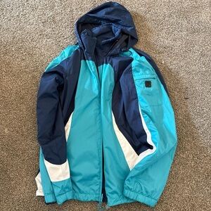 Vintage Quechua 2000s Teal & Navy Colorblock Windbreaker